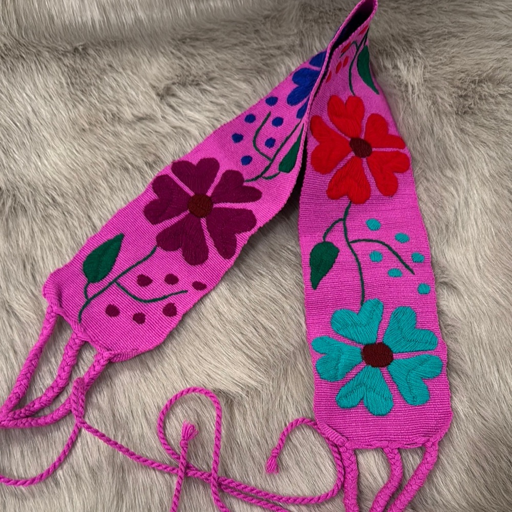 Mexican sash belt Floral Embroidered